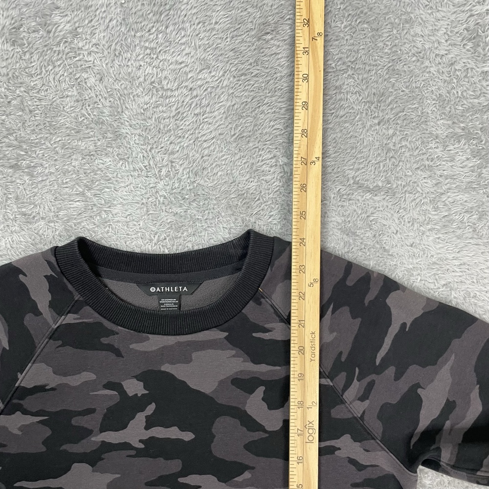 Athleta Sweatshirt Womens XS Gray Camo Fleece Triumph Crewneck Pullover Stretch - Picture 6 of 10